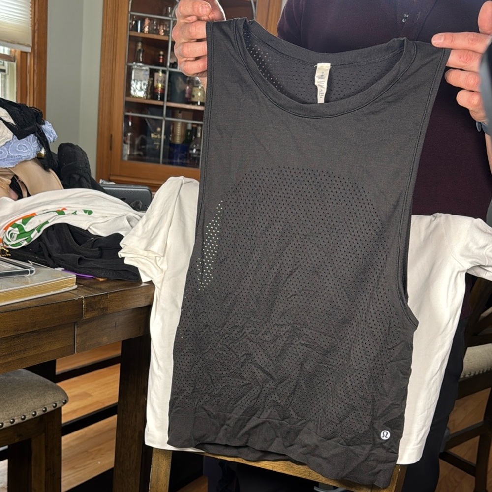 lululemon athletica Black and Green Tank Tops